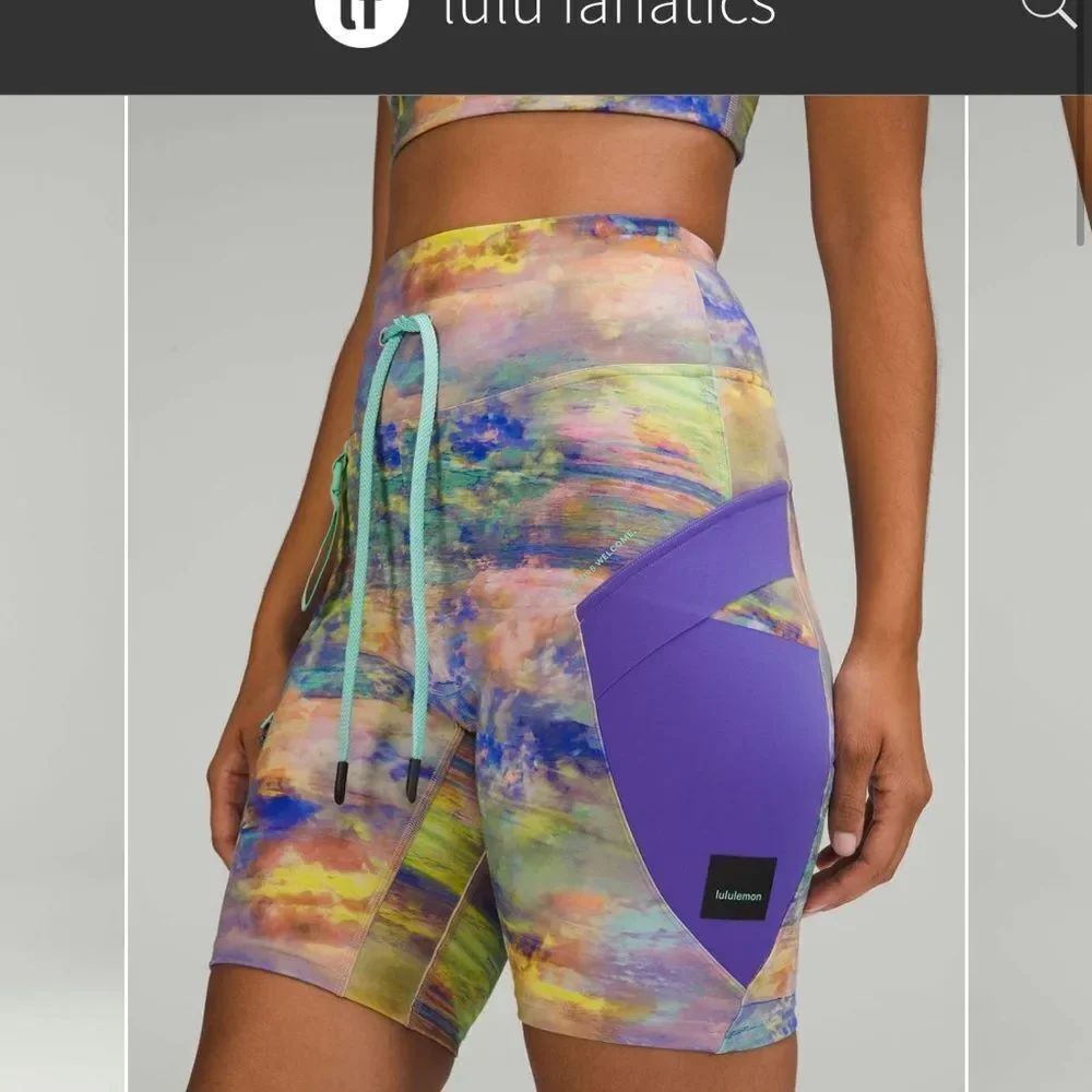 NWT New LULULEMON Cargo Super High Rise Hiking Bike Short 8" Purple Tie Dye 8